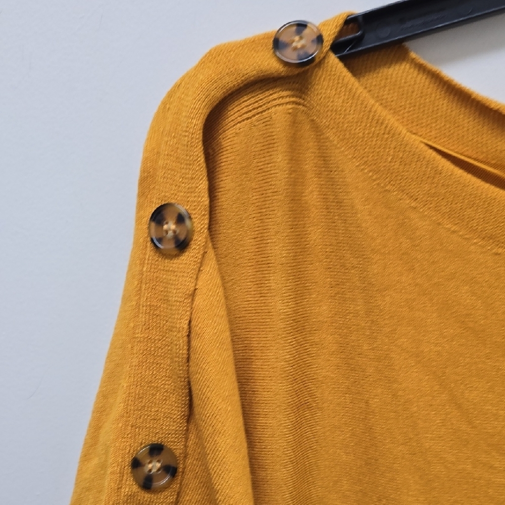 Cable & Guage Mustard Button-Accent Sweater - Size L - Picture 3 of 8